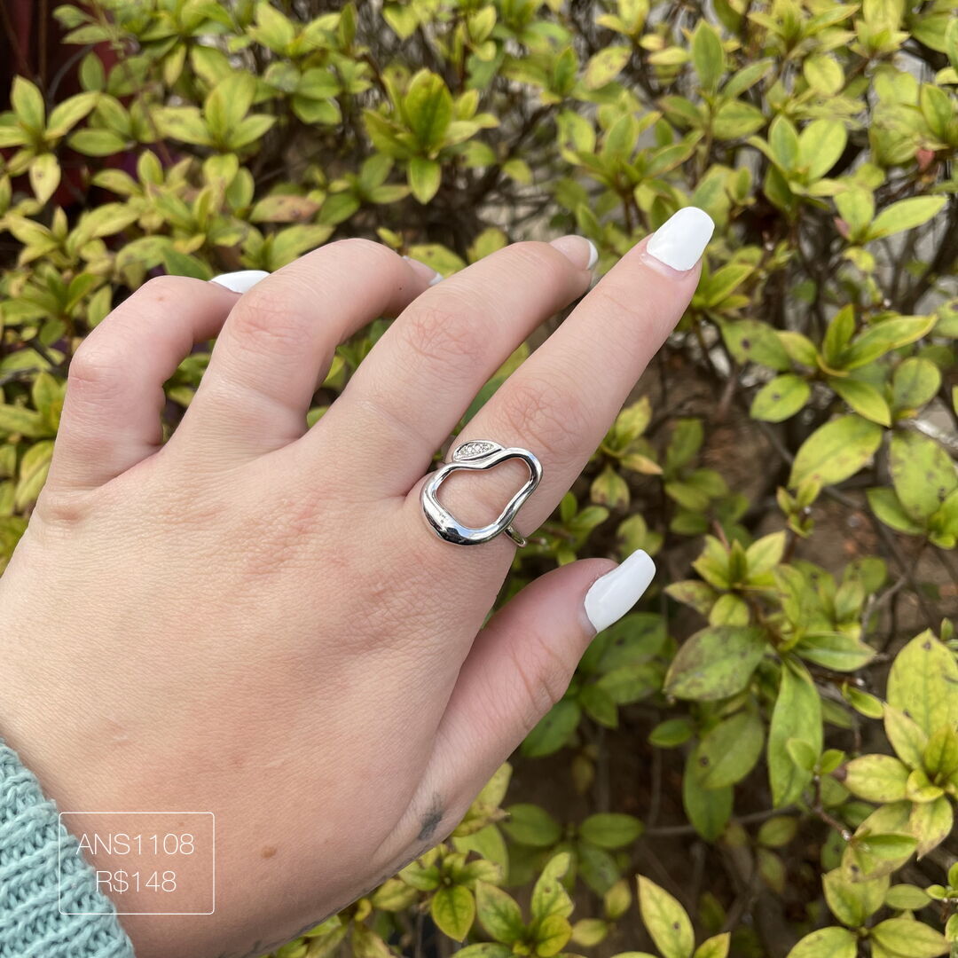 Anel Orvalho Organico Com 4 Zircs Mon Amour Prateado